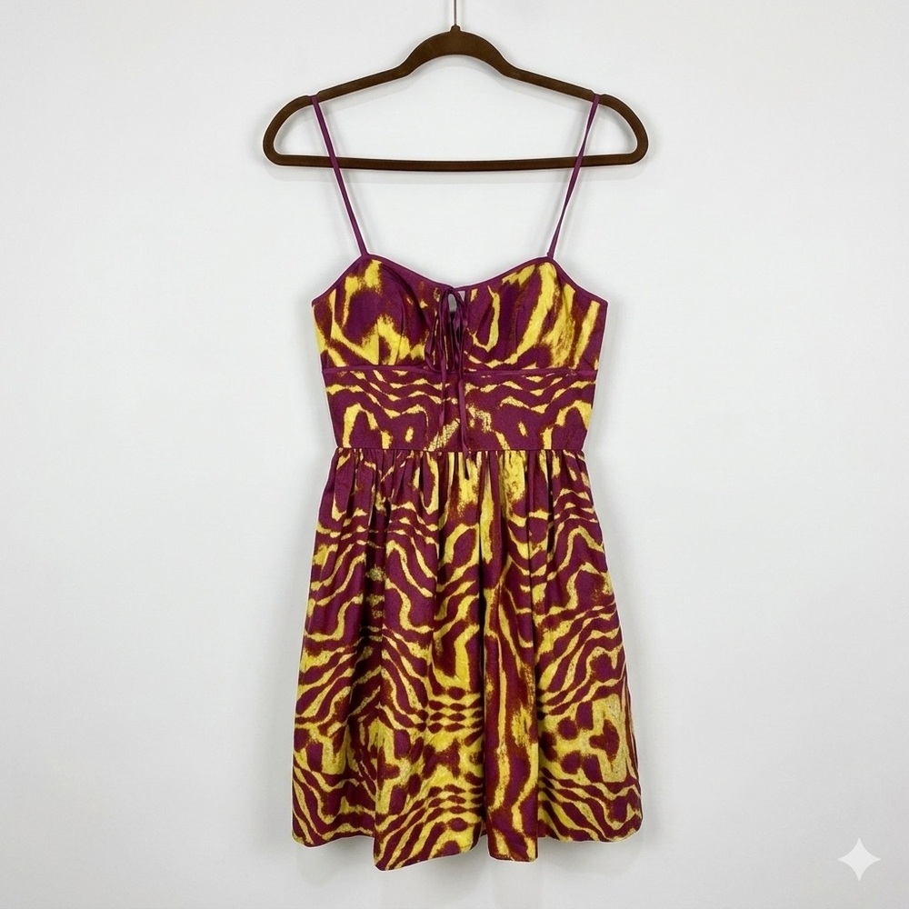 Marc New York Purple & Neon Yellow Abstract Fit‎ & Flare Mini Dress - XS/S